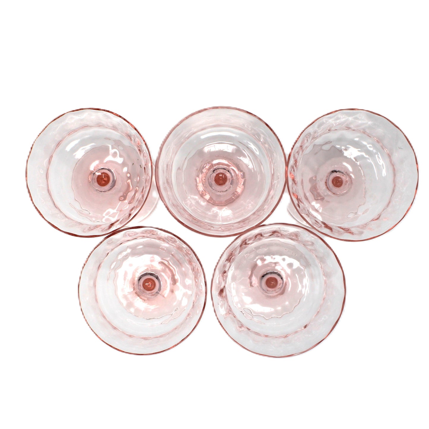 Champagne / Tall Sherbet, Tiffin, 15028 Pink Diamond Optic, Elegant Glass / Depression Glass, Set of 5, Vintage