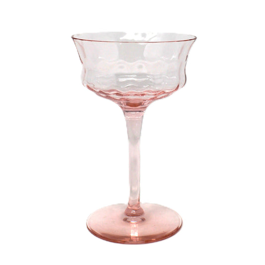 Champagne / Tall Sherbet, Tiffin, 15028 Pink Diamond Optic, Elegant Glass / Depression Glass, Set of 5, Vintage
