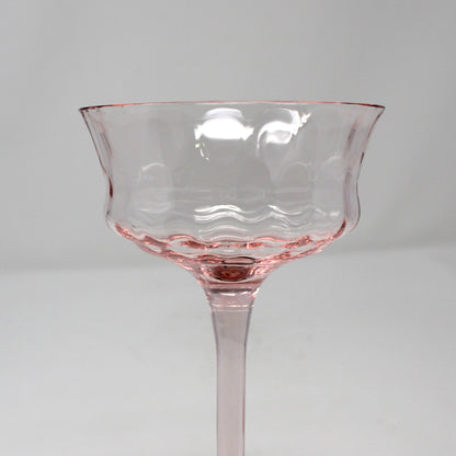 Champagne / Tall Sherbet, Tiffin, 15028 Pink Diamond Optic, Elegant Glass / Depression Glass, Set of 5, Vintage