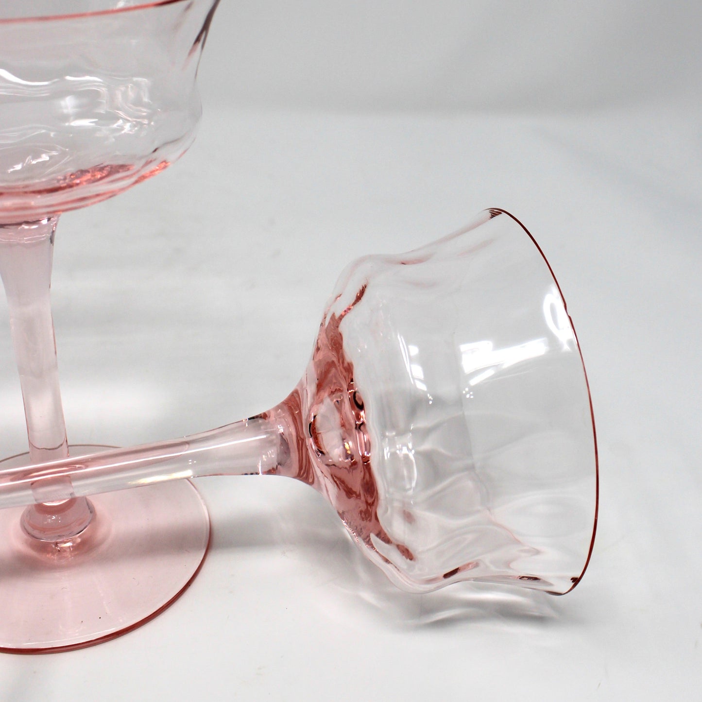 Champagne / Tall Sherbet, Tiffin, 15028 Pink Diamond Optic, Elegant Glass / Depression Glass, Set of 5, Vintage