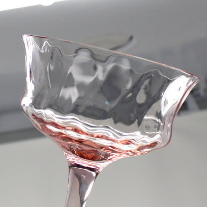 Champagne / Tall Sherbet, Tiffin, 15028 Pink Diamond Optic, Elegant Glass / Depression Glass, Set of 5, Vintage