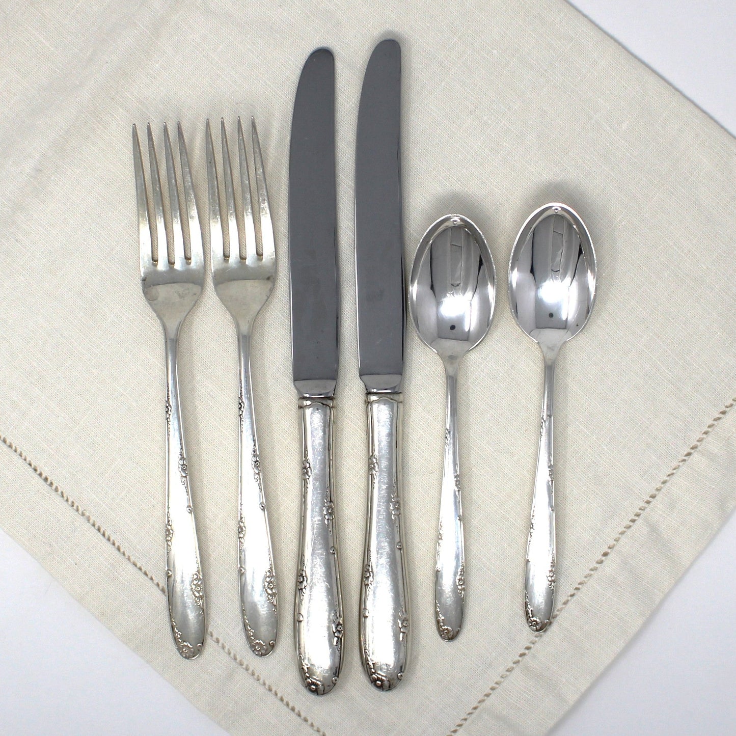 Flatware Set, Towle, Madeira, Sterling, Three Piece Place Settings for Two, 6 Pieces, Vintage 1948