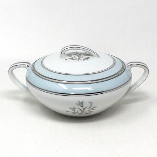 Sugar Bowl with Lid and Handles, Noritake, Blue Bell, Vintage Japan