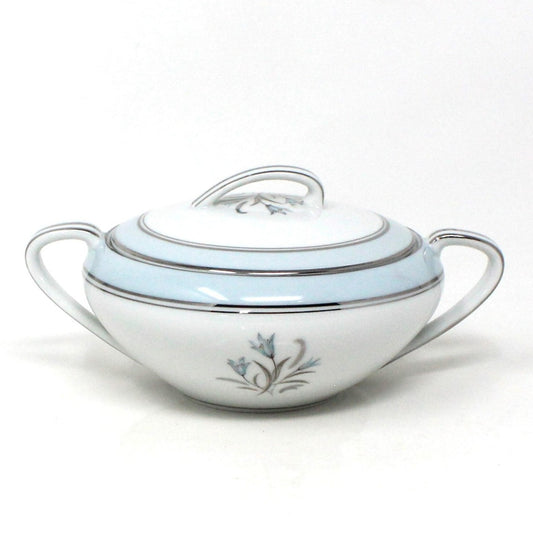 Sugar Bowl with Lid and Handles, Noritake, Blue Bell, Vintage Japan