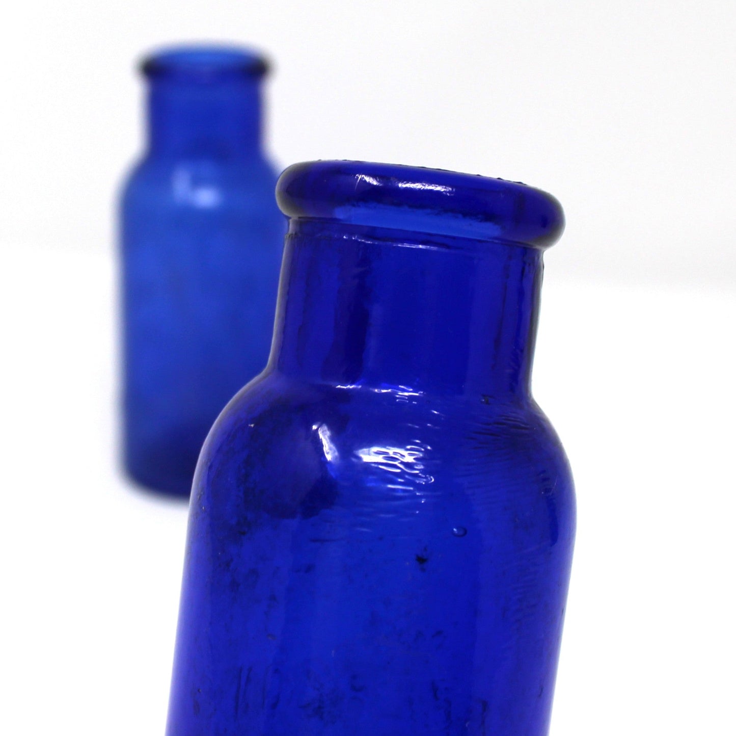 Medicine Bottle, Cobalt Blue Bromo - Seltzer, Emerson, Set of 2, AMB, 4" Antique