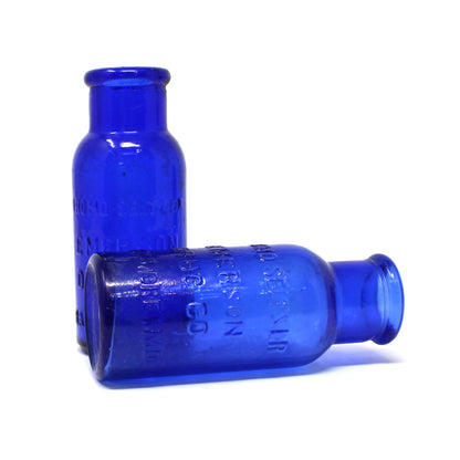 Antique Set of 2 Medicine Bottles Emerson Drug Co Bromo - Seltzer. Cobalt Blue Glass, Apothecary / Pharmaceutical Bottles, Advertising / Memorabilia Collectible