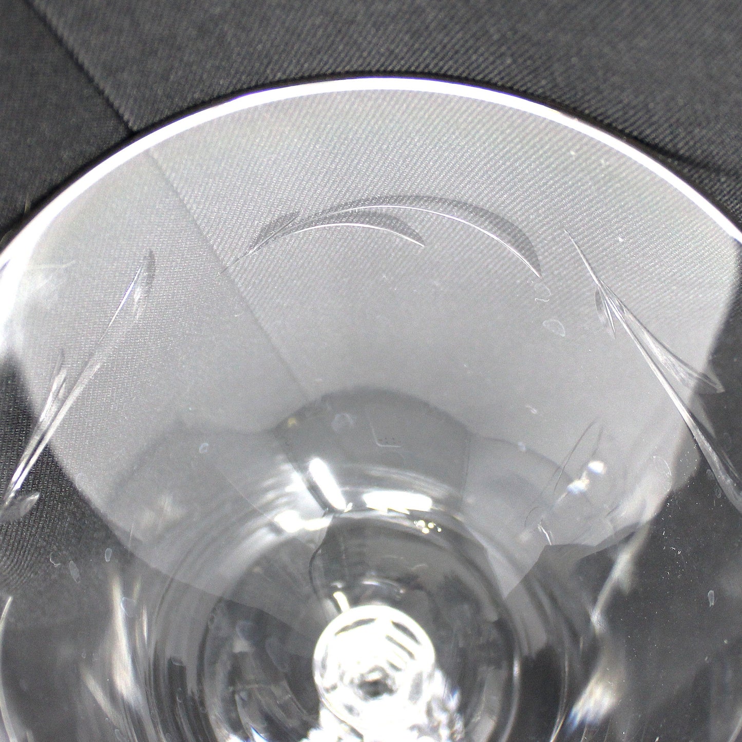 Water Goblets, Tiffin, Lyndley Platinum Trim, Cut Leaves, Faceted Stem 17646, Blown Glass, Set of 3, Vintage