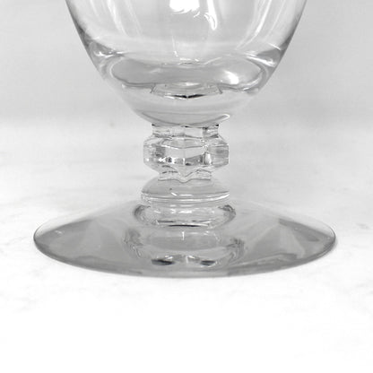 Iced Tea / Goblets, Tiffin, Lyndley Platinum Trim, Cut Leaves, Faceted Stem, Blown Glass, Set of 4, Vintage