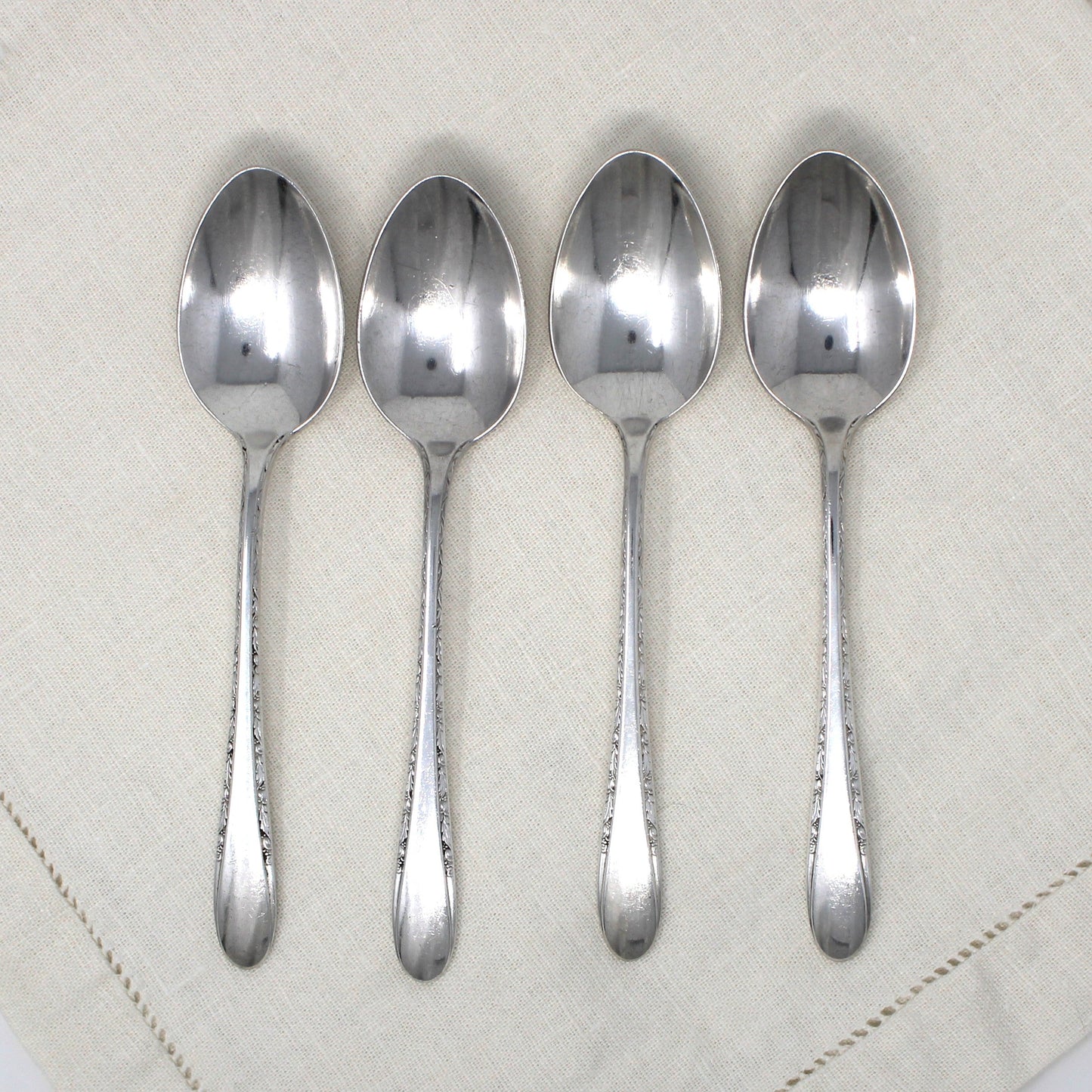 Teaspoons, Gorham, Invitation Pattern, Plate Pat. 1940, Set of 4, Silverplate, Vintage