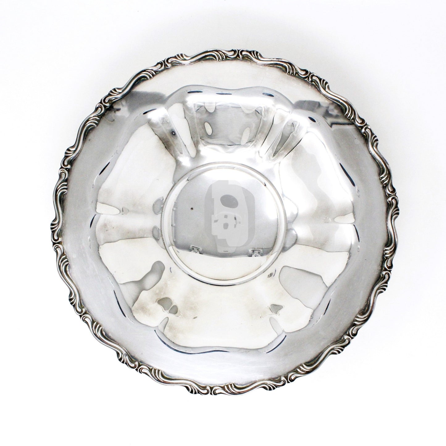 Bowl, Shallow Bowl, Oneida, Silverplate Bowl, Footed Centerpiece Shallow Bowl, Georgian Scroll, Vintage
