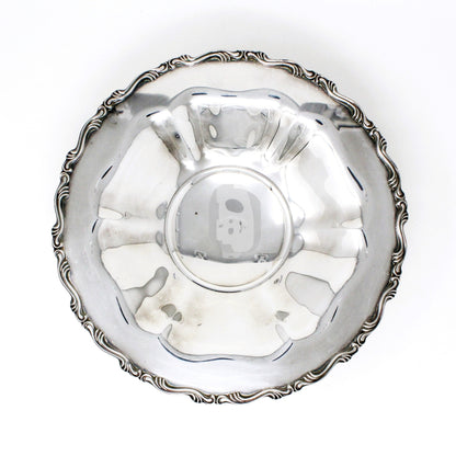 Bowl, Shallow Bowl, Oneida, Silverplate Bowl, Footed Centerpiece Shallow Bowl, Georgian Scroll, Vintage