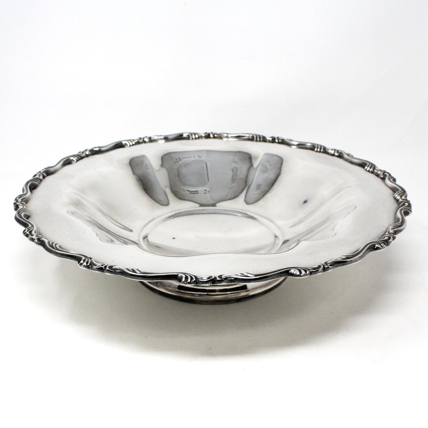 Bowl, Shallow Bowl, Oneida, Silverplate Bowl, Footed Centerpiece Shallow Bowl, Georgian Scroll, Vintage