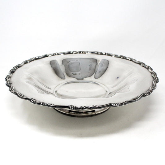 Bowl, Footed Centerpiece Shallow Bowl, Oneida, Georgian Scroll, Silverplate,Vintage