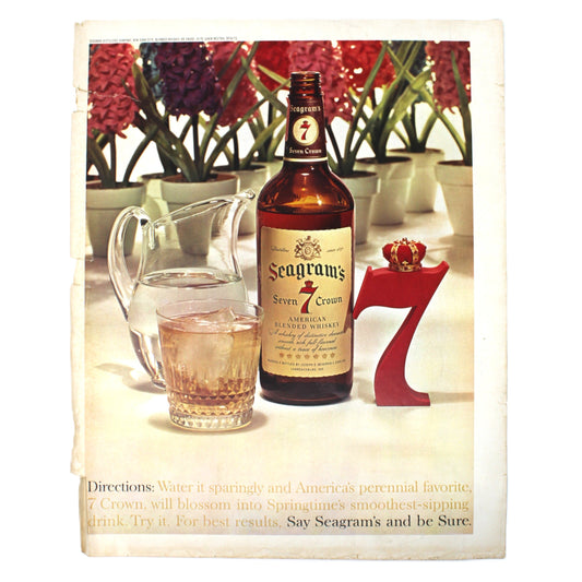 Vintage Print Advertisement for Seagram's Seven Crown Whiskey Tag line: "Say Seagram's and be Sure".  Collectible Ephemera