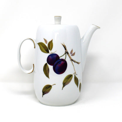 Coffee Pot, Royal Worcester, Evesham Gold, Plums & Peaches, Gold Rim, English Porcelain, Vintage 1961–2015