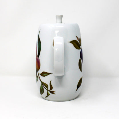 Coffee Pot, Royal Worcester, Evesham Gold, Plums & Peaches, Gold Rim, English Porcelain, Vintage 1961–2015