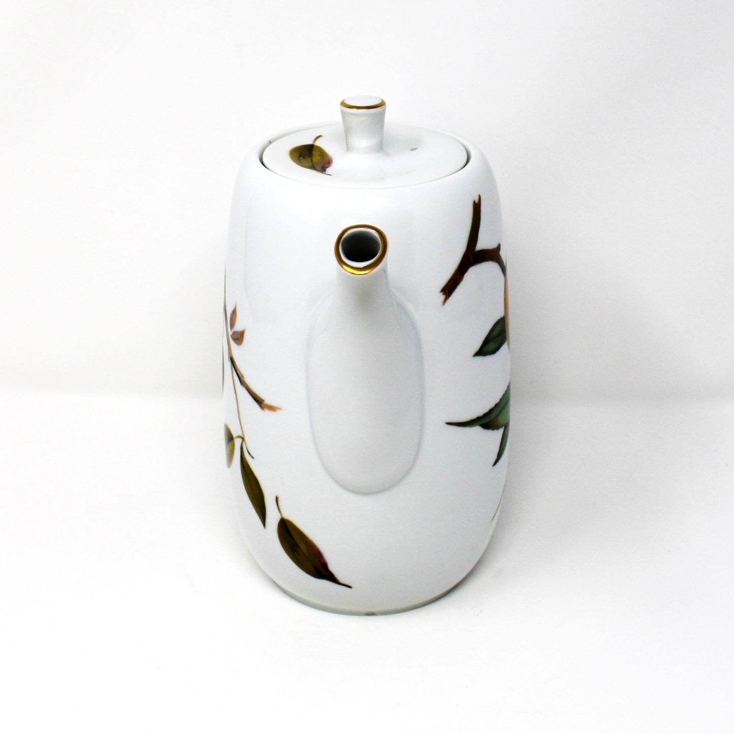 Coffee Pot, Royal Worcester, Evesham Gold, Plums & Peaches, Gold Rim, English Porcelain, Vintage 1961–2015
