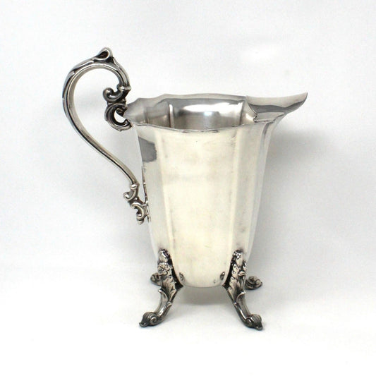 Pitcher, Silver A. Cohen & Sons, Silver Plated Beverage Pitcher w/Ice Lip, Footed, Victorian Style, Vintage