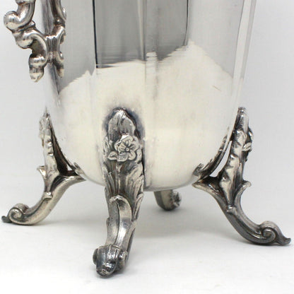 Pitcher, A. Cohen & Sons, Silverplate, Beverage Pitcher w/Ice Lip, Footed, Victorian Style, Vintage