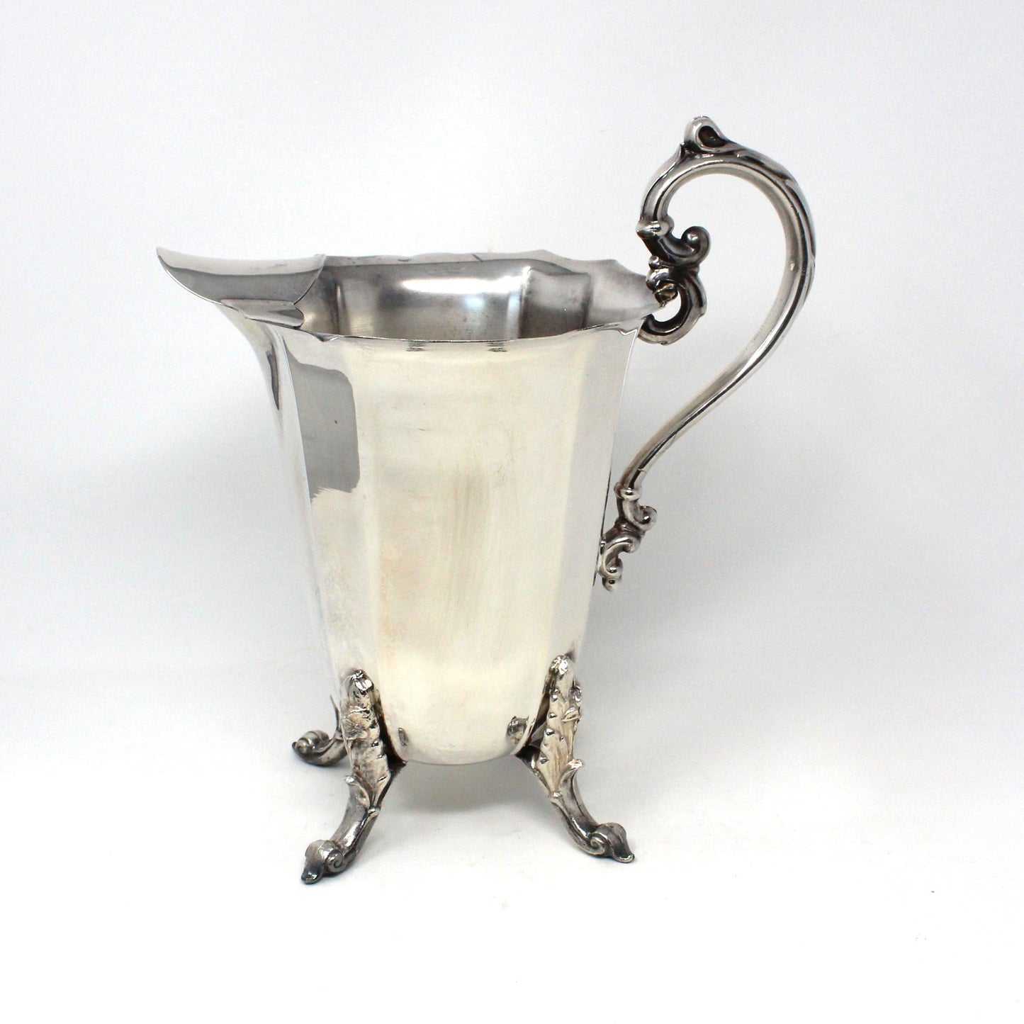 Pitcher, Silver A. Cohen & Sons, Silver Plated Beverage Pitcher w/Ice Lip, Footed, Victorian Style, Vintage