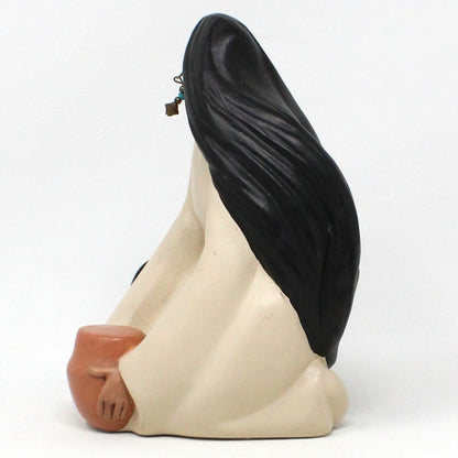 Sculpture, Cast Molding, Native American Woman, Hand Painted, Signed, Vintage, SOLD