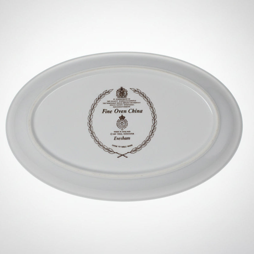 Oval Baker, Royal Worcester, Evesham Gold, English Porcelain, Asparagus, Oven to Table, Vintage 10"