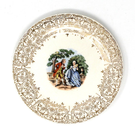 Bread & Butter Plate, Sebring Pottery, Chantilly, Fragonard Courting Couple, Vintage USA