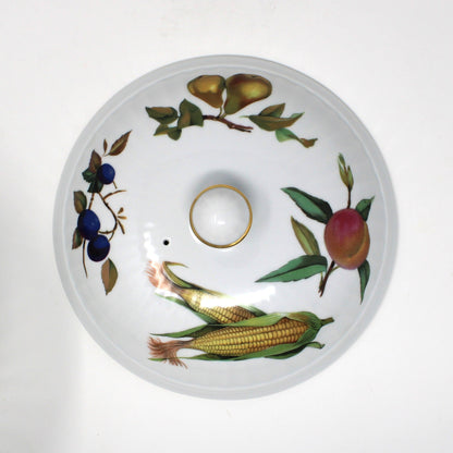 Casserole with Lid, Royal Worcester, Evesham Gold, 3 QT Round, Ribbed, Vintage, 1961