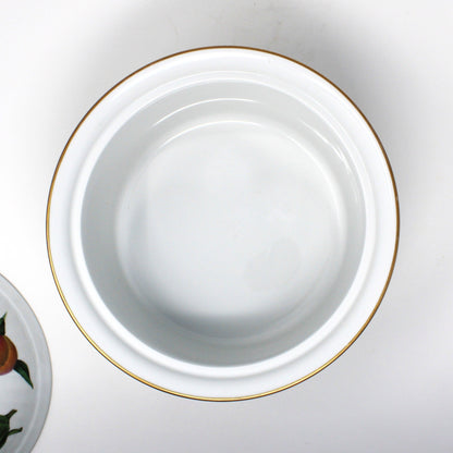 Casserole with Lid, Royal Worcester, Evesham Gold, 3 QT Round, Ribbed, Vintage, 1961