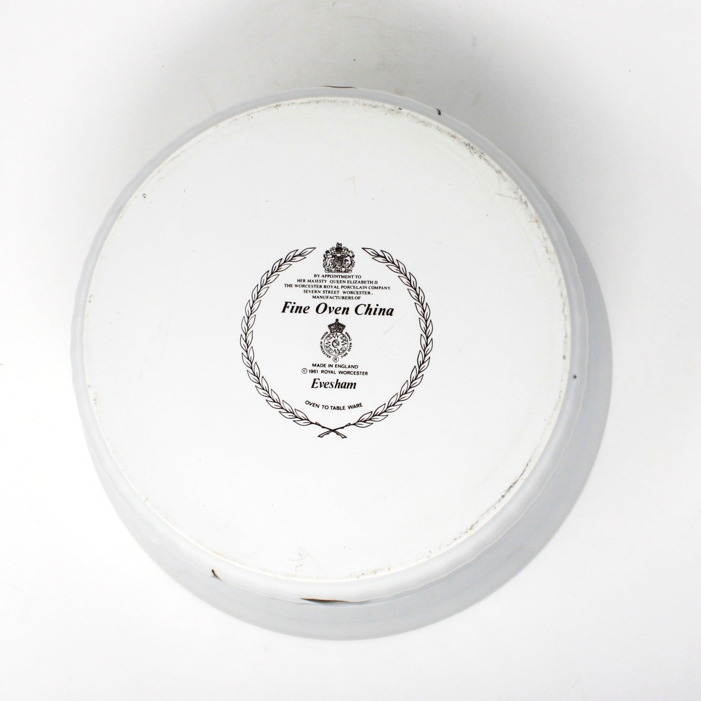 Casserole with Lid, Royal Worcester, Evesham Gold, 3 QT Round, Ribbed, Vintage, 1961