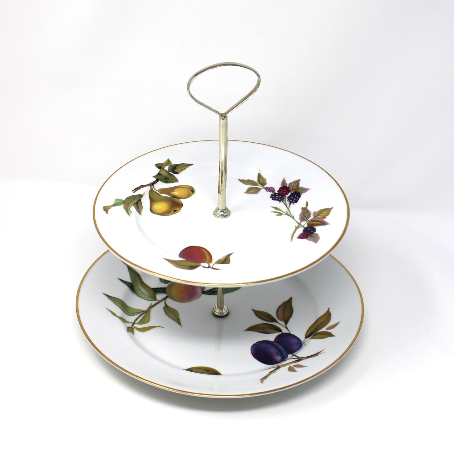 Vintage Two Tier Server / Tidbit Tray, Evesham Gold by Royal Worcester,  Sides Elegant Tableware.