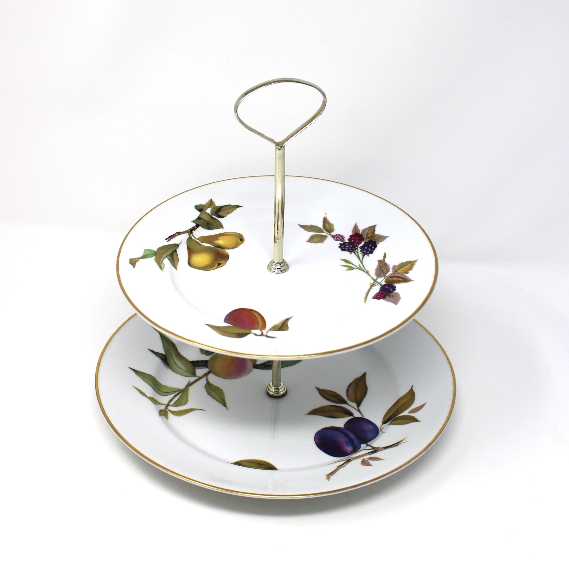 Vintage Two Tier Server / Tidbit Tray, Evesham Gold by Royal Worcester,  Sides Elegant Tableware.