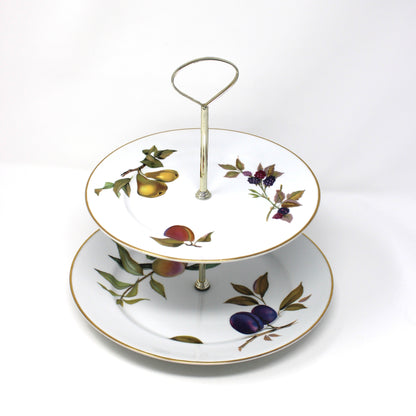 Vintage Two Tier Server / Tidbit Tray, Evesham Gold by Royal Worcester,  Sides Elegant Tableware.