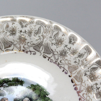 Saucers, Fragonard Courting Couple, Gold Filigree, Vintage USA