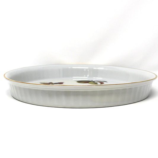 Round Baker / Large Flan Server, Royal Worcester, Evesham Gold, English Porcelain, Oven to Table, Vintage