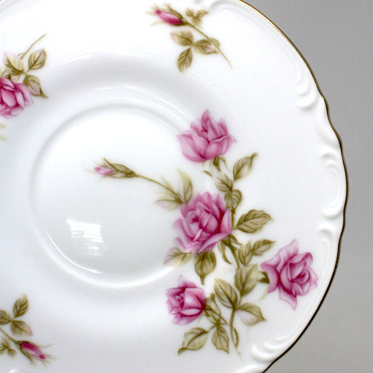 Saucers, Mikasa, Rosetta, Pink Roses, Vintage Japan