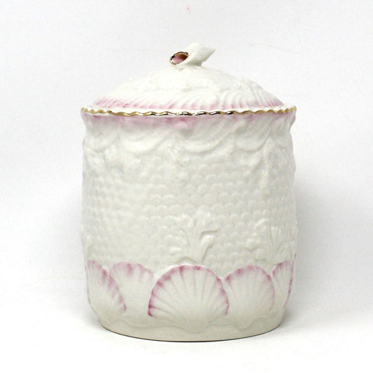 Canister / Biscuit Jar, Belleek Pottery, New Shell Pink, Ireland Porcelain