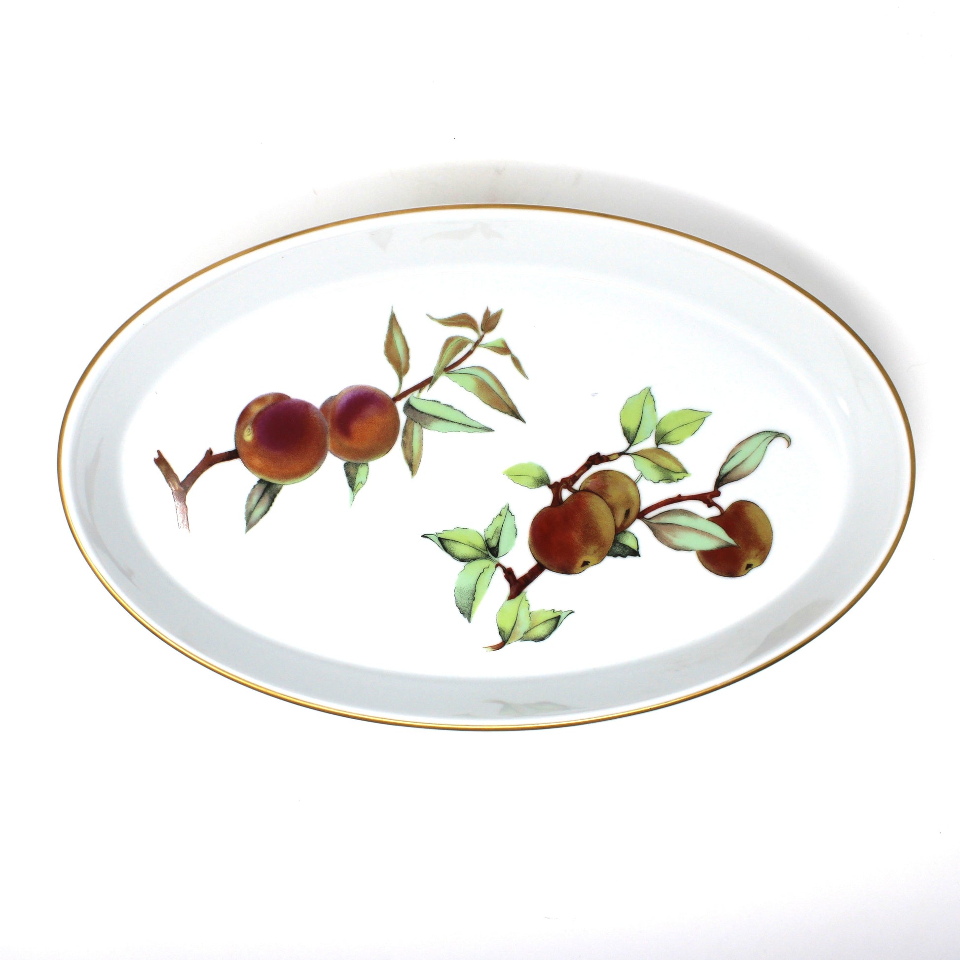 Vintage Oval Baker / Server, Evesham Gold by Royal Worcester, Elegant Tableware, Peaches on Branches, Oven to Table Bakeware