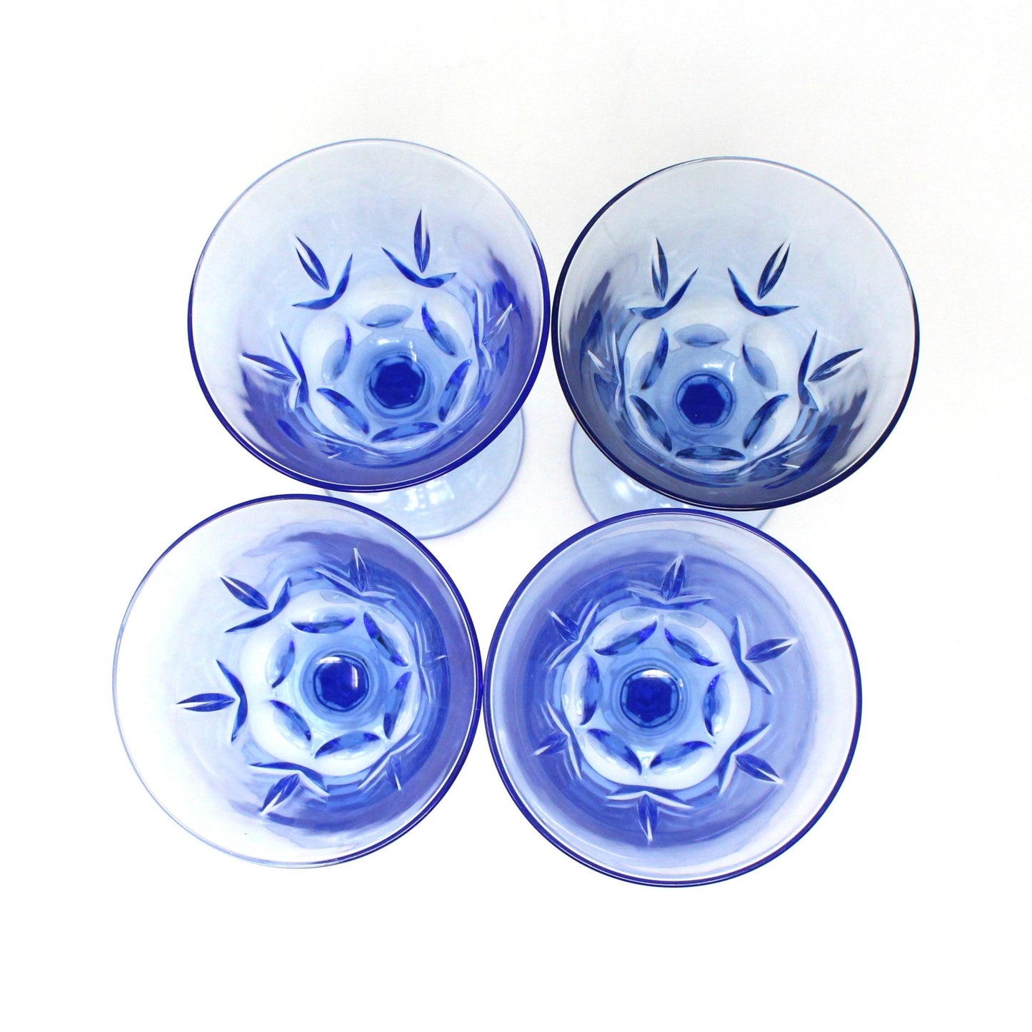 Water Goblets, Avon, American Blue, Glass, Set of 4, Vintage
