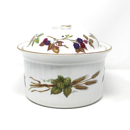 Casserole with Lid, Royal Worcester, Evesham Gold, 2 QT Oval, Pears, Ribbed, Vintage, 1961