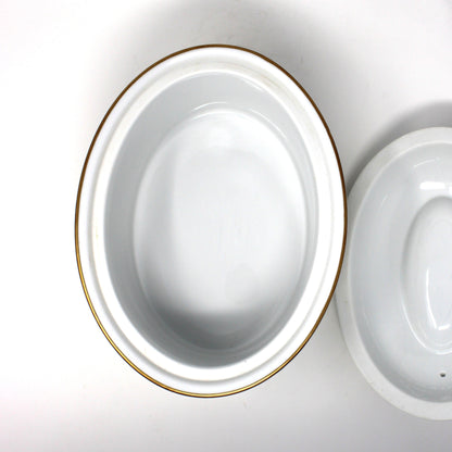 Casserole with Lid, Royal Worcester, Evesham Gold, 2 QT Oval, Pears, Ribbed, Vintage, 1961