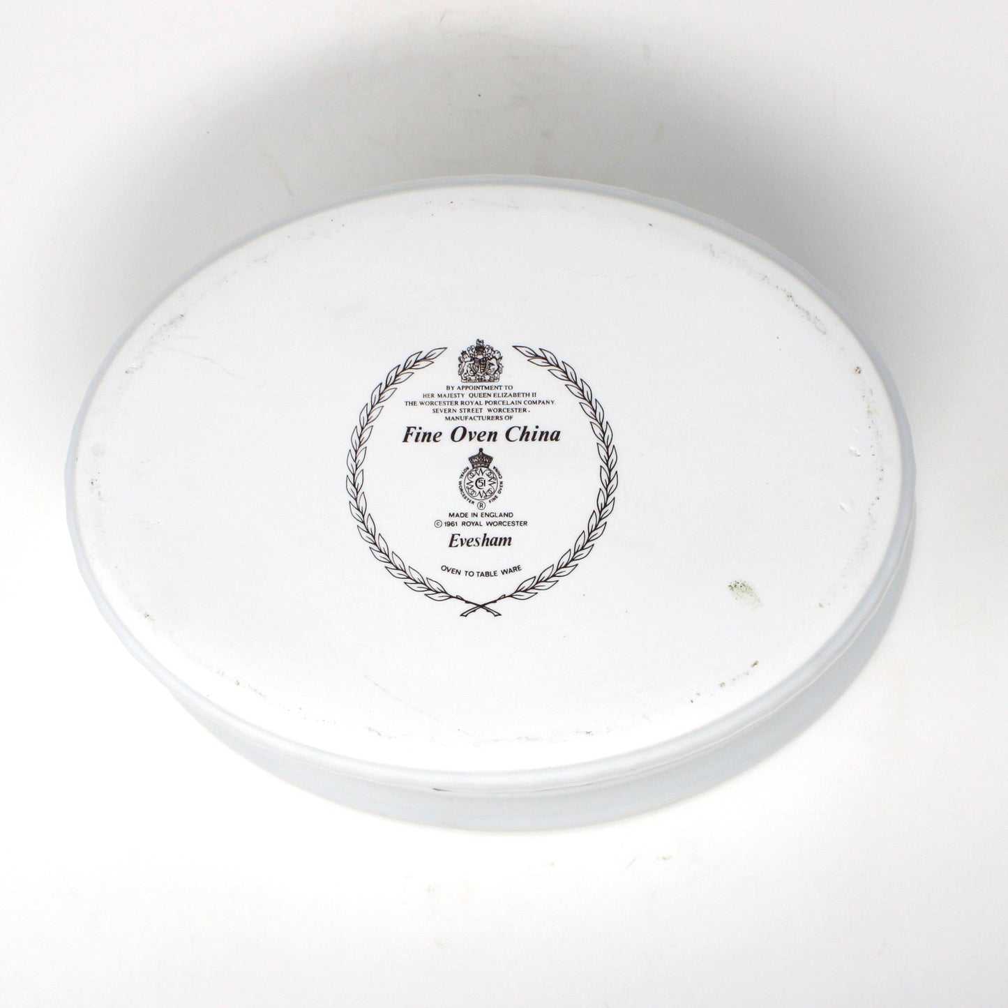 Casserole with Lid, Royal Worcester, Evesham Gold, 2 QT Oval, Pears, Ribbed, Vintage, 1961