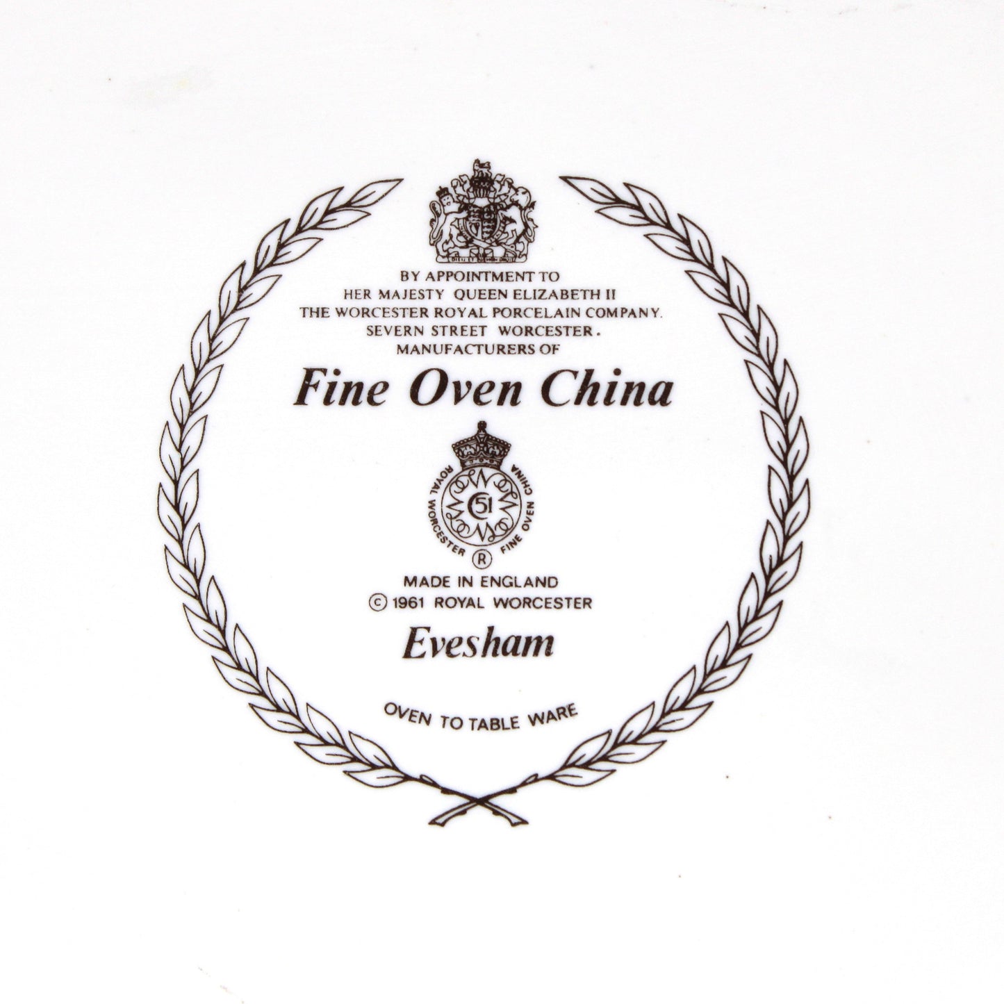 Casserole with Lid, Royal Worcester, Evesham Gold, 2 QT Oval, Pears, Ribbed, Vintage, 1961