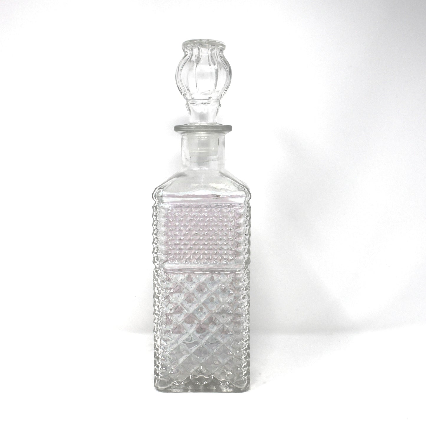 vintage glass decanter.  Square Wexford pattern with paneled stopper.