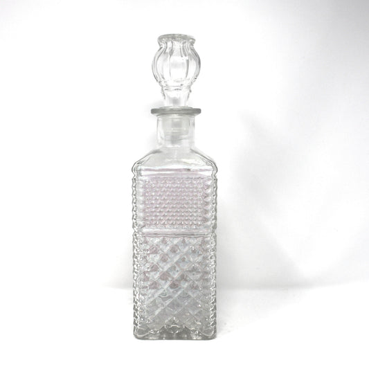 vintage glass decanter.  Square Wexford pattern with paneled stopper.