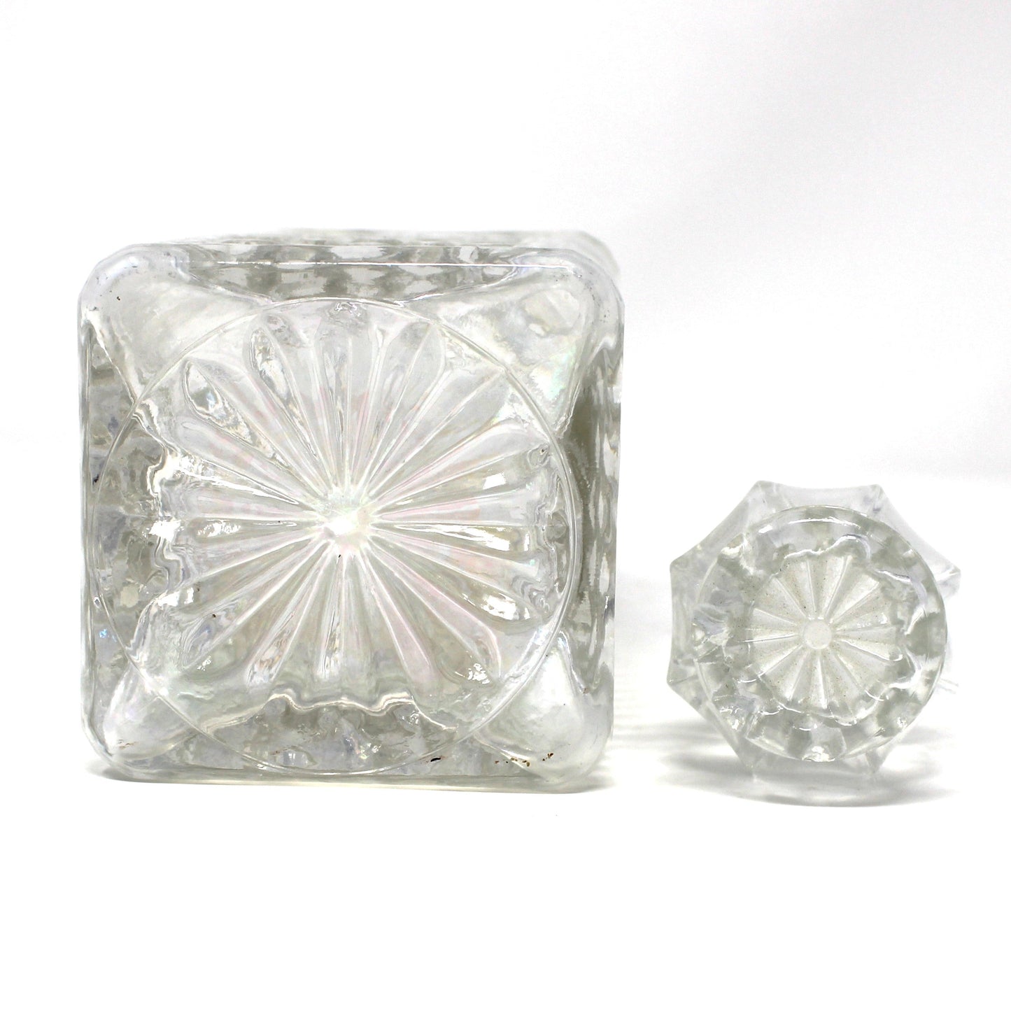 Decanter, Anchor Hocking, Wexford, Square, Paneled Stopper, Diamond Pattern, Made in USA, Vintage, 1970s