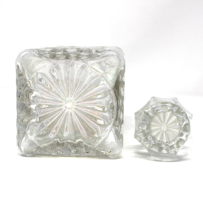 Decanter, Anchor Hocking, Wexford, Square, Paneled Stopper, Diamond Pattern, Made in USA, Vintage, 1970s