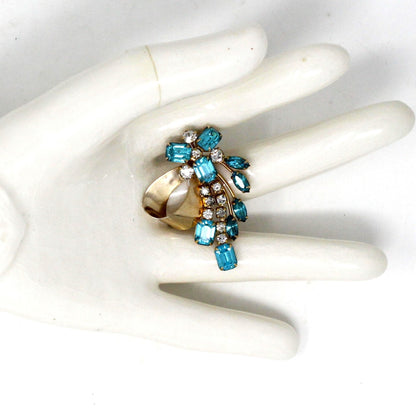 Brooch / Pin and Earrings Set, Scitarelli, Aquamarine Dangle Brooch & Earrings Demi Parure, Vintage