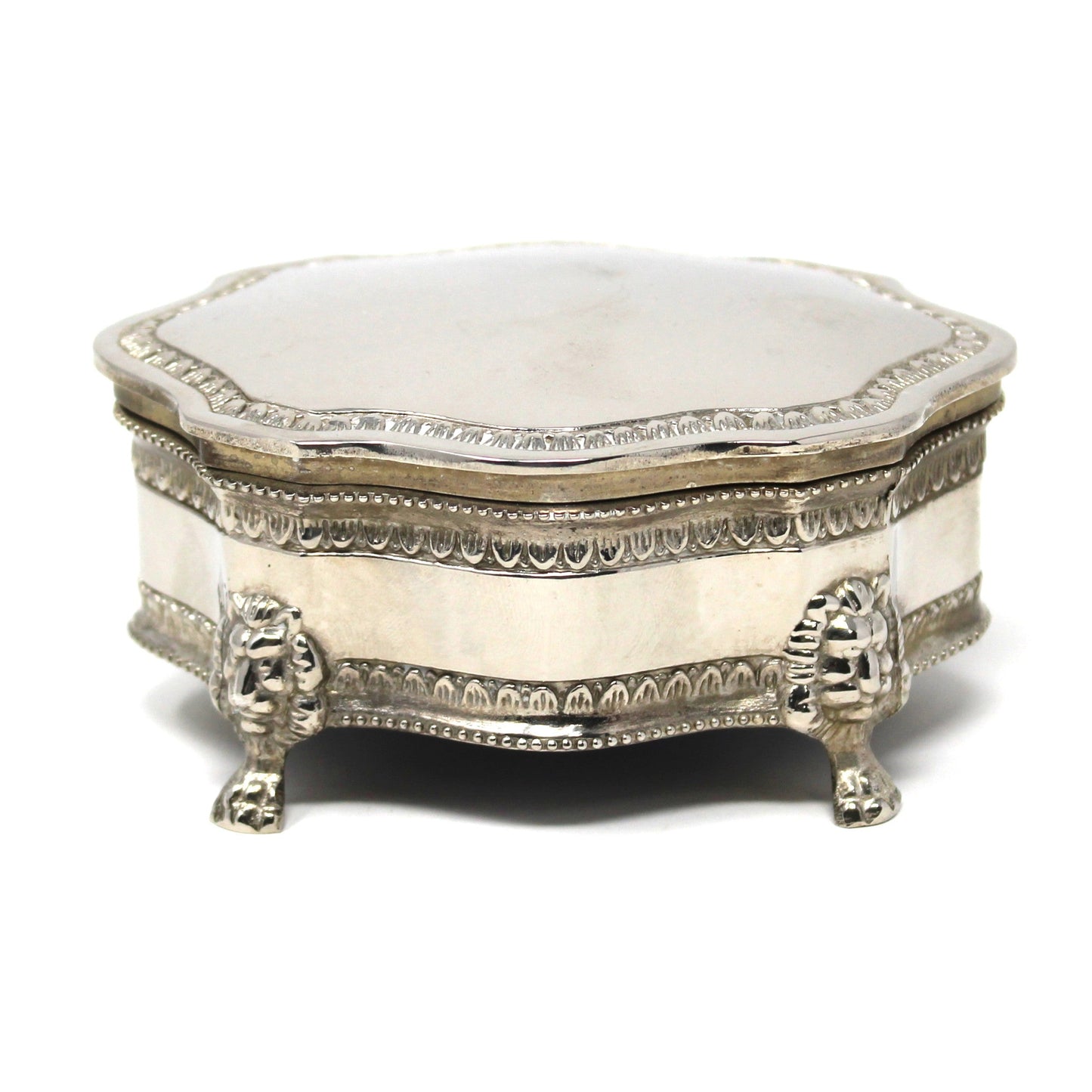 Trinket Box, Jewelry Casket, Silverplate, Lion’s Head Footed, Ornate Victorian Style, Vintage, SOLD