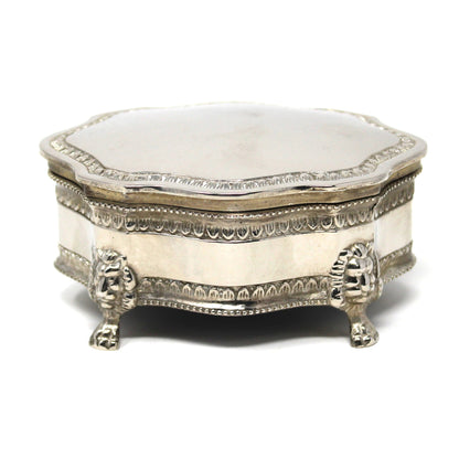 Trinket Box, Jewelry Casket, Silverplate, Lion’s Head Footed, Ornate Victorian Style, Vintage, SOLD